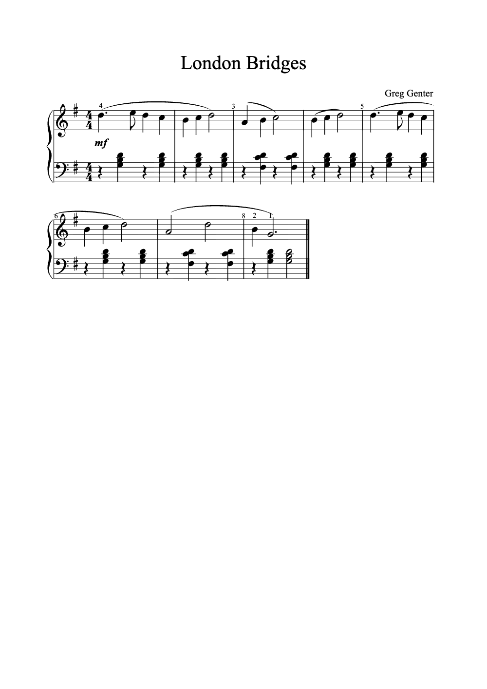 Sheet music preview for London Bridges