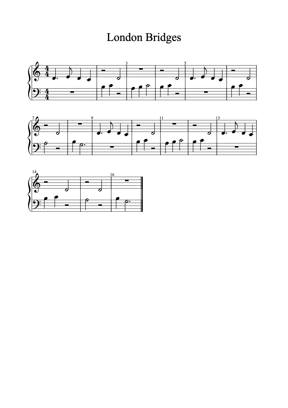 Sheet music preview for London Bridges