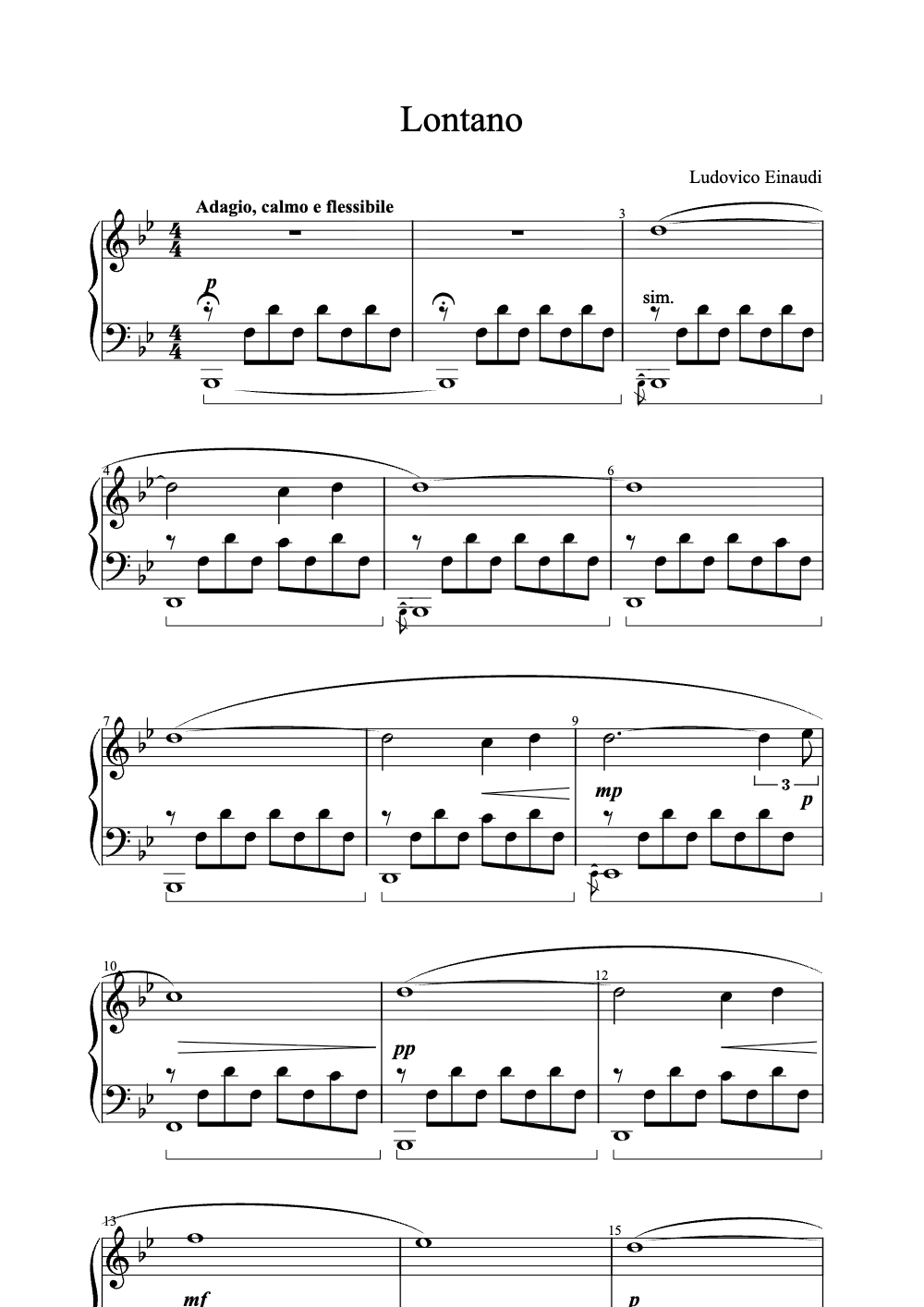 Sheet music preview for Lontano