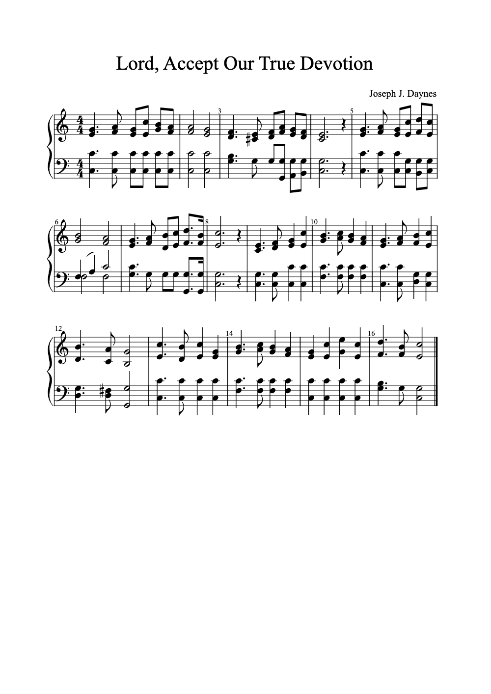 Sheet music preview for Lord, Accept Our True Devotion