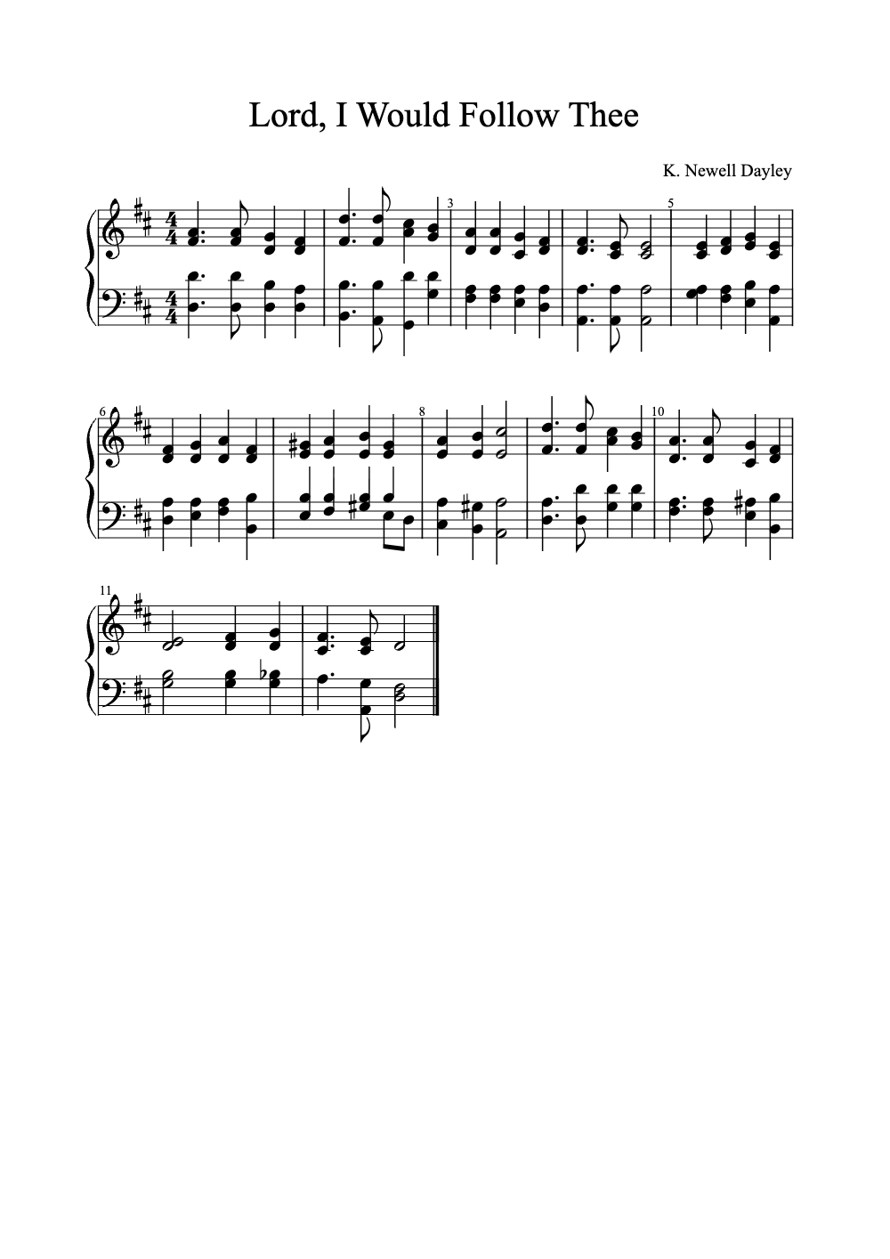 Sheet music preview for Lord, I Would Follow Thee