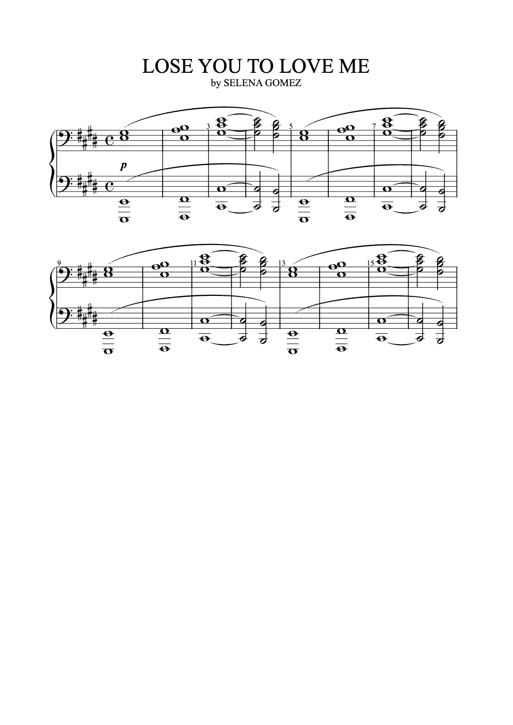 Sheet music preview for Lose You to Love Me