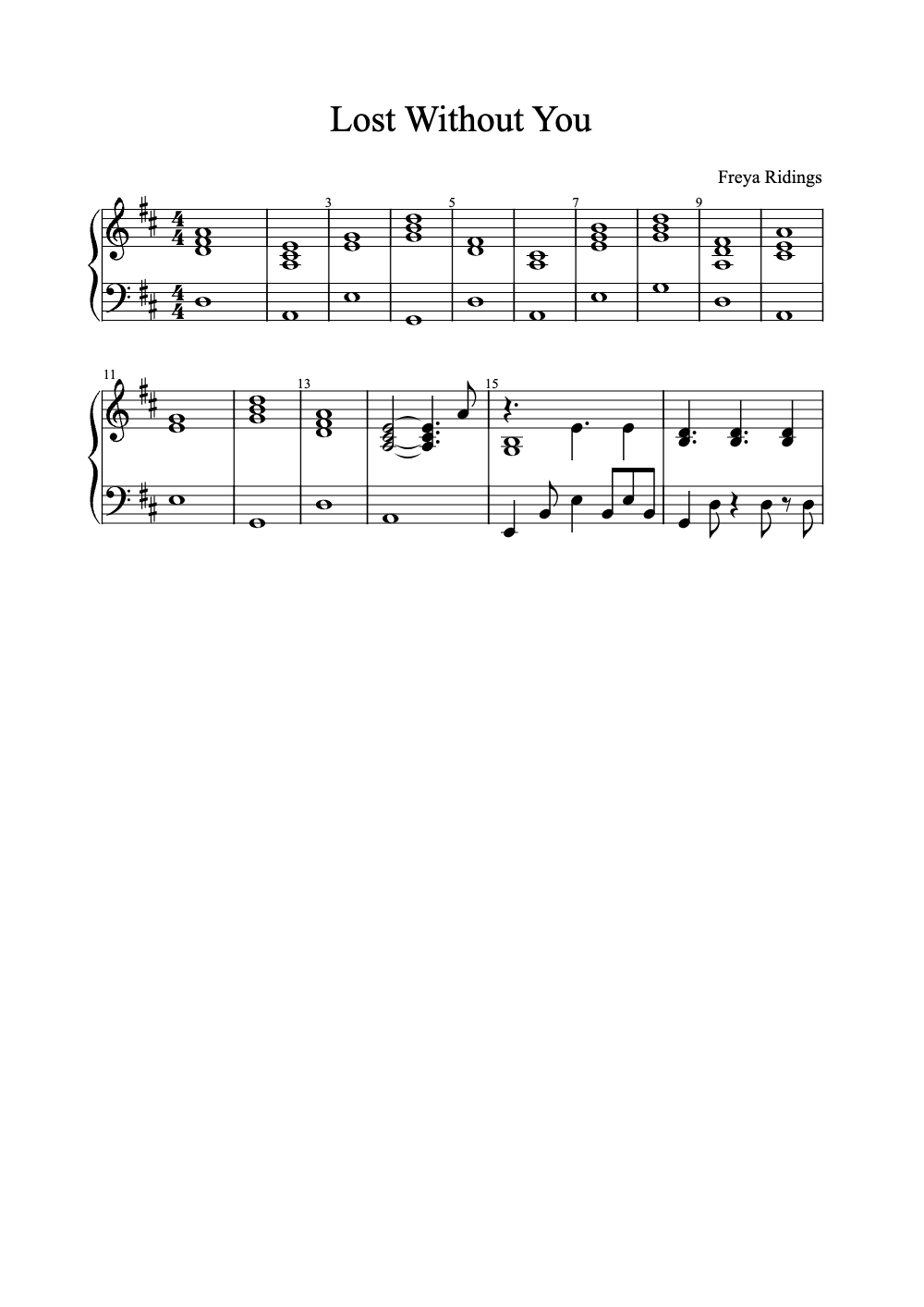 Sheet music preview for Lost Without You