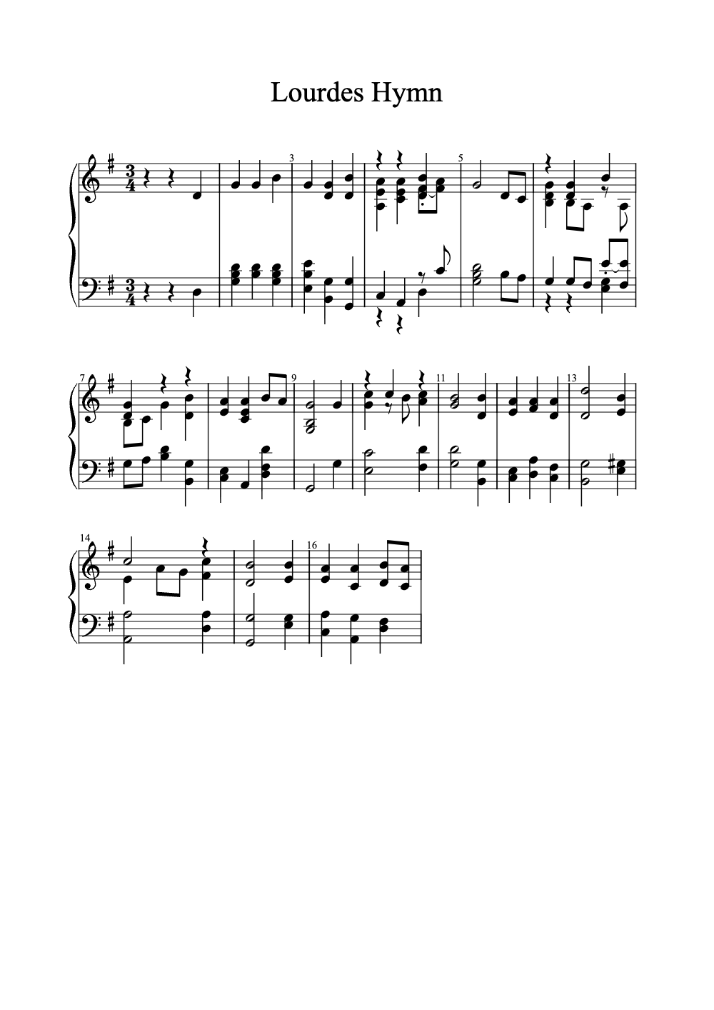 Sheet music preview for Lourdes Hymn