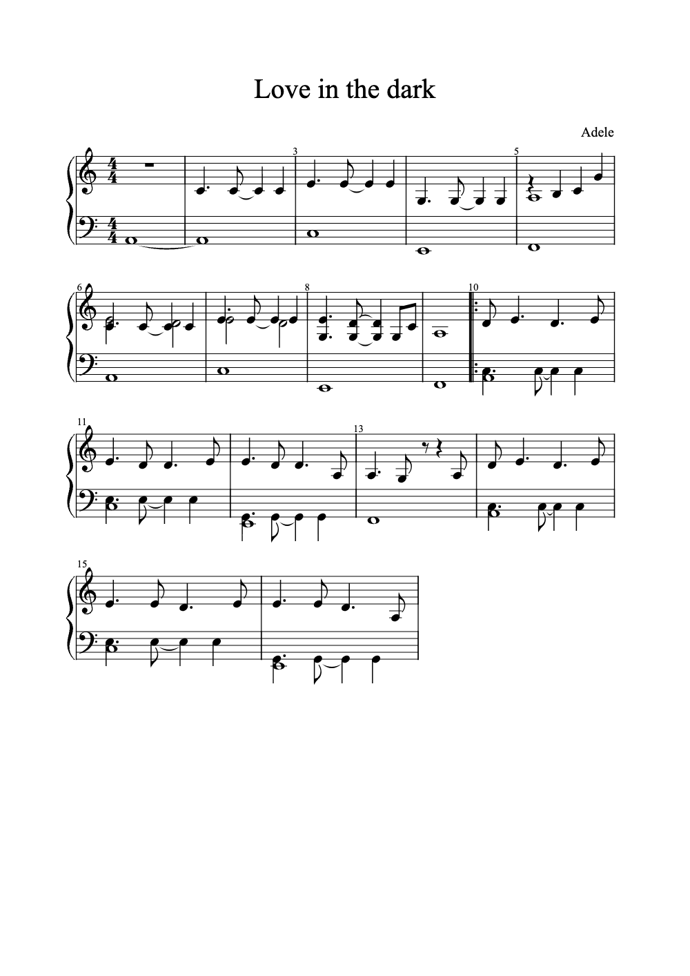 Sheet music preview for Love in the Dark