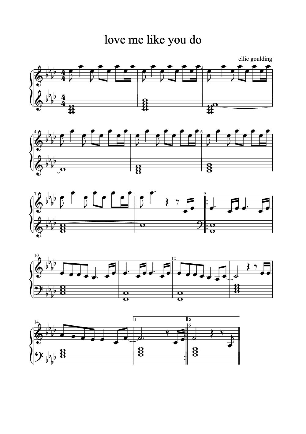 Sheet music preview for Love Me Like You Do