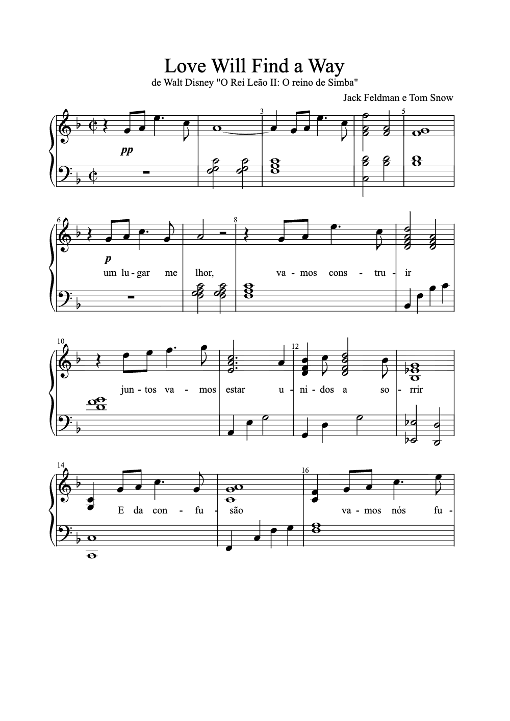 Sheet music preview for Love Will Find a Way