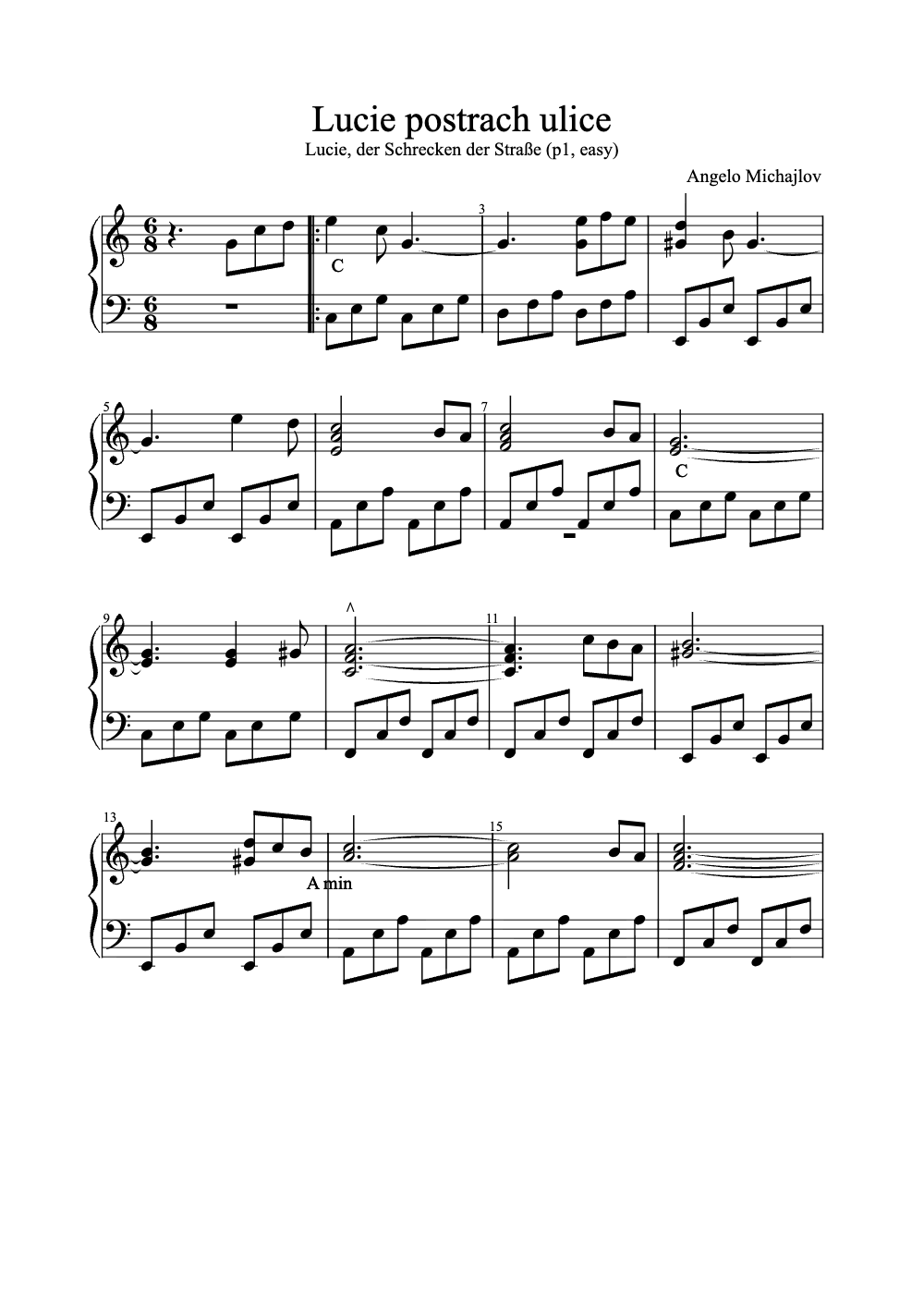 Sheet music preview for Lucie Postrach Ulice