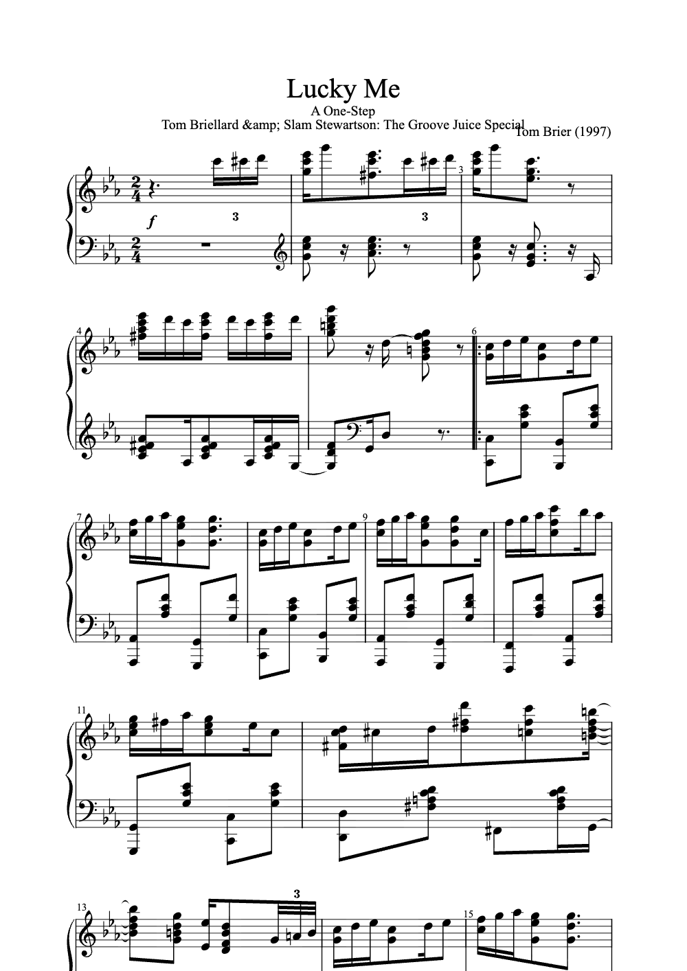 Sheet music preview for Lucky Me