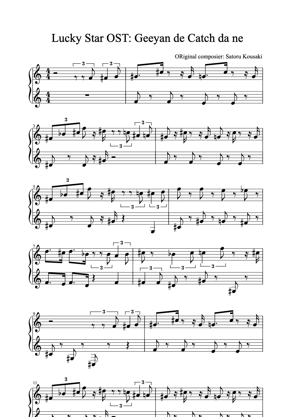 Sheet music preview for Geeyan de Catch da ne