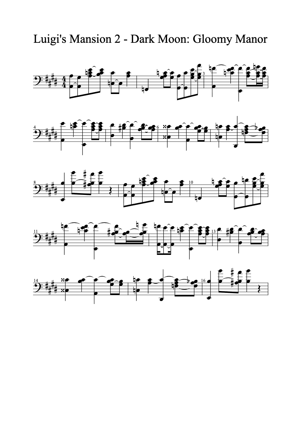 Sheet music preview for Gloomy Manor