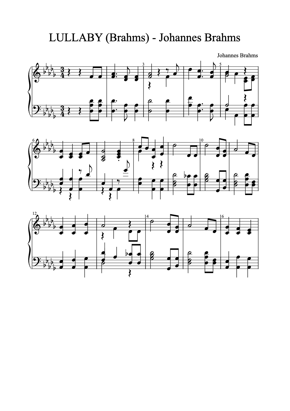 Sheet music preview for Lullaby