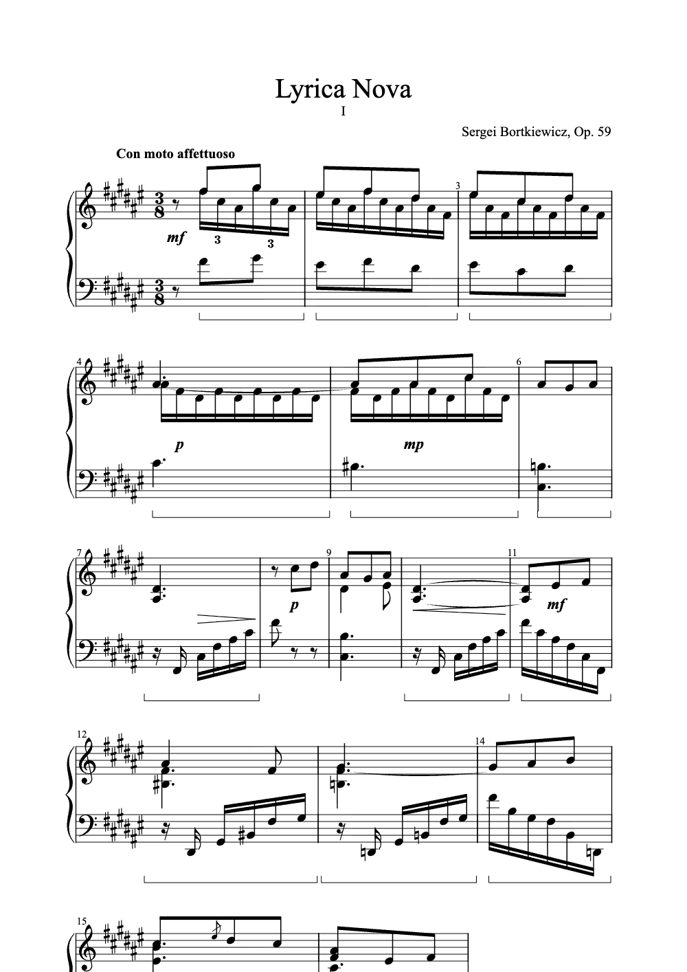 Sheet music preview for Lyrica Nova