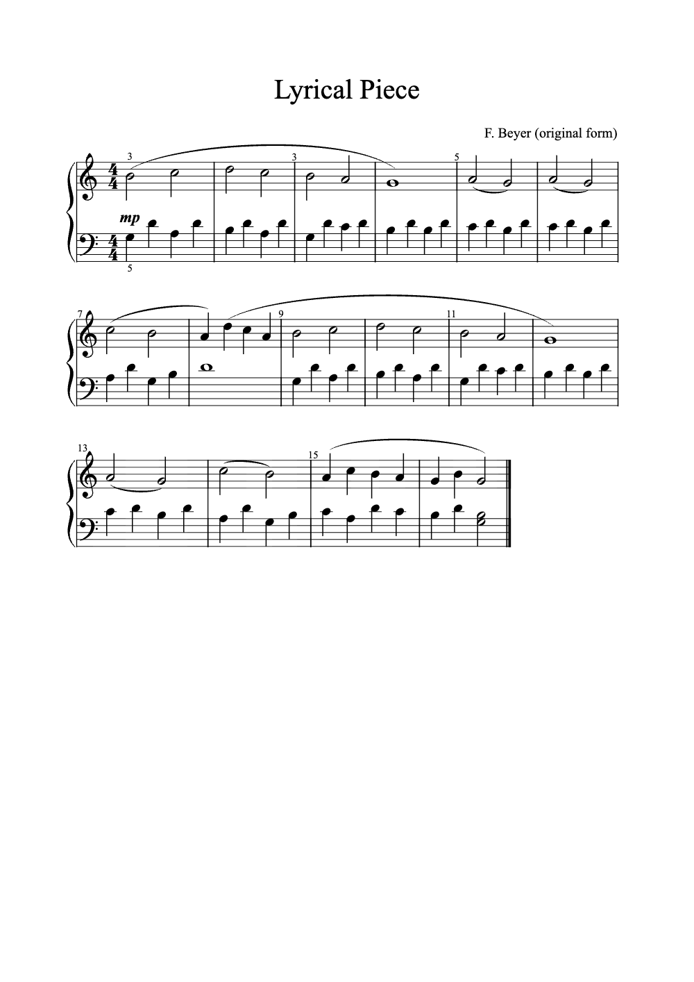 Sheet music preview for Lyrical Piece