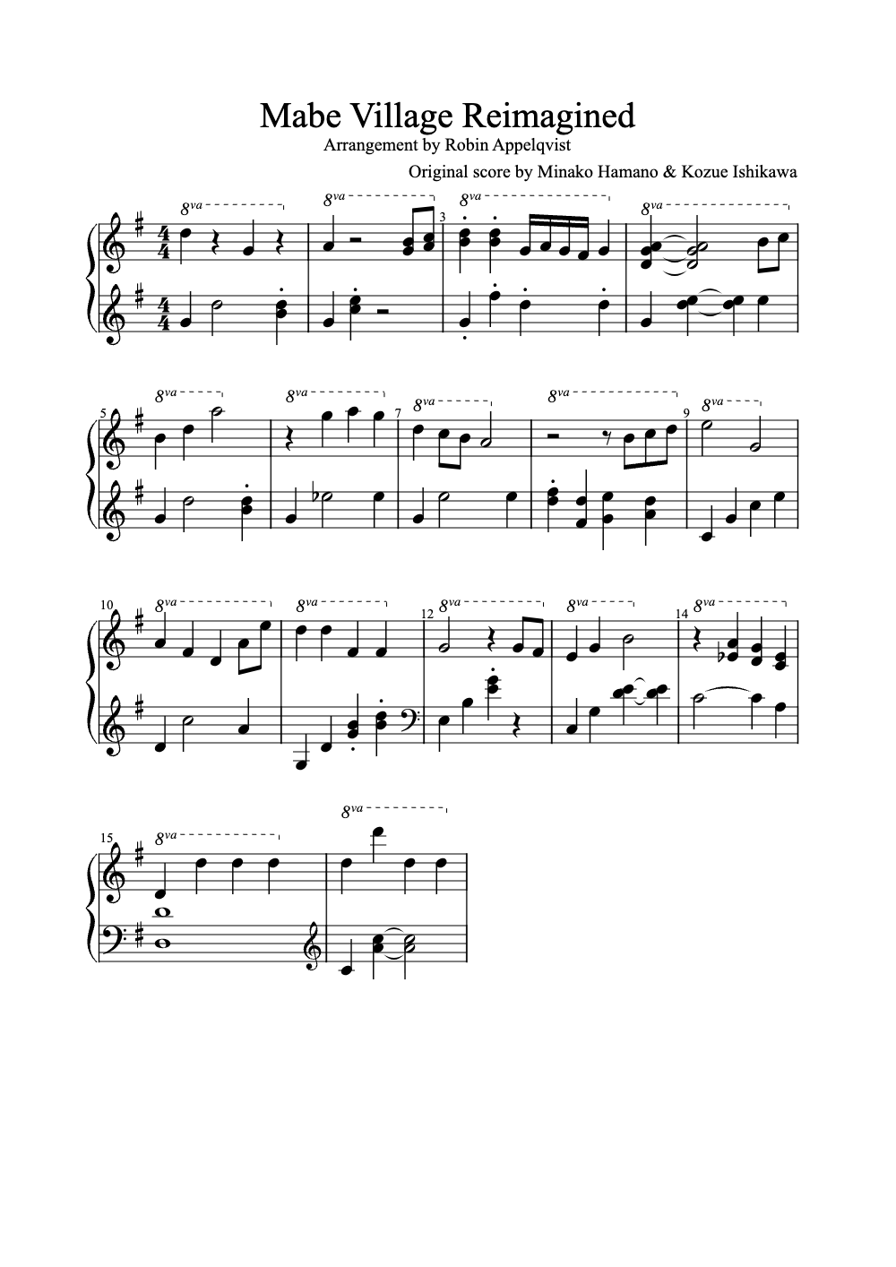 Sheet music preview for Mabe Village Reimagined
