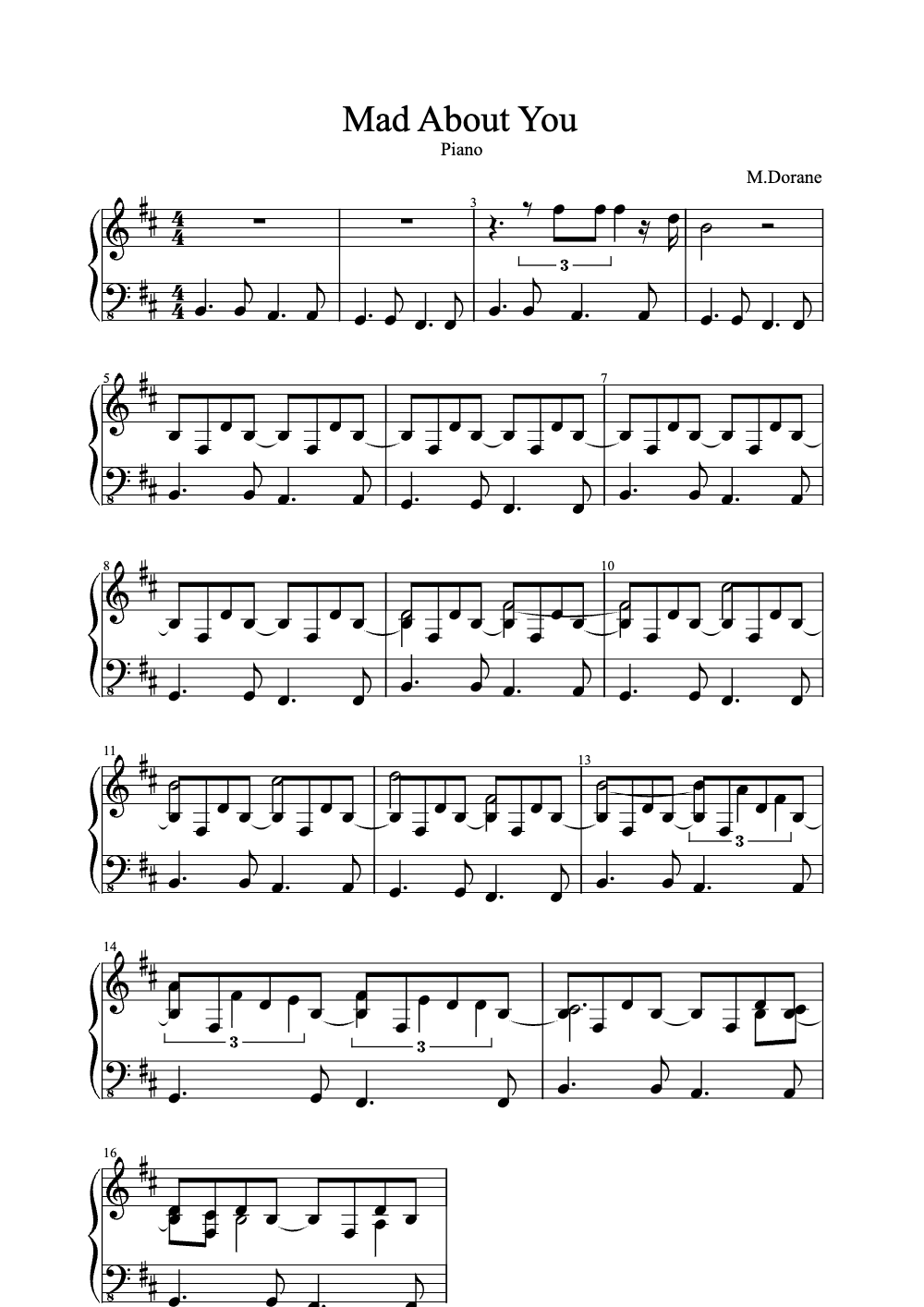 Sheet music preview for Mad About You