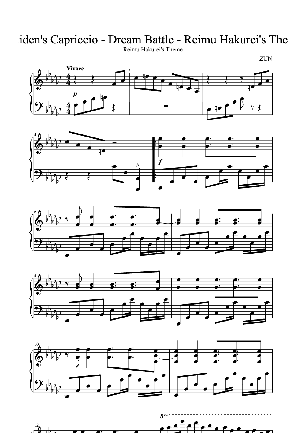 Sheet music preview for Maiden's Capriccio