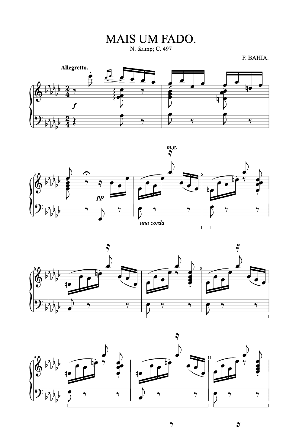 Sheet music preview for Mais Um Fado