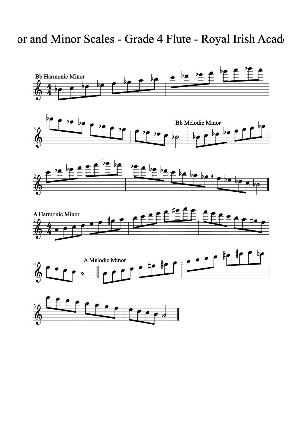 Sheet music preview for Major and Minor Scales