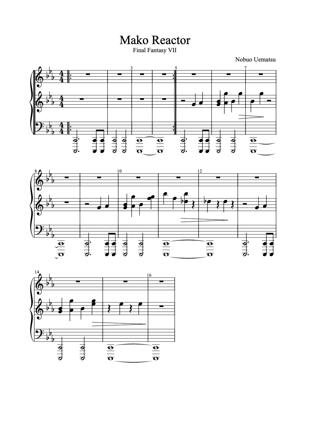 Sheet music preview for Mako Reactor