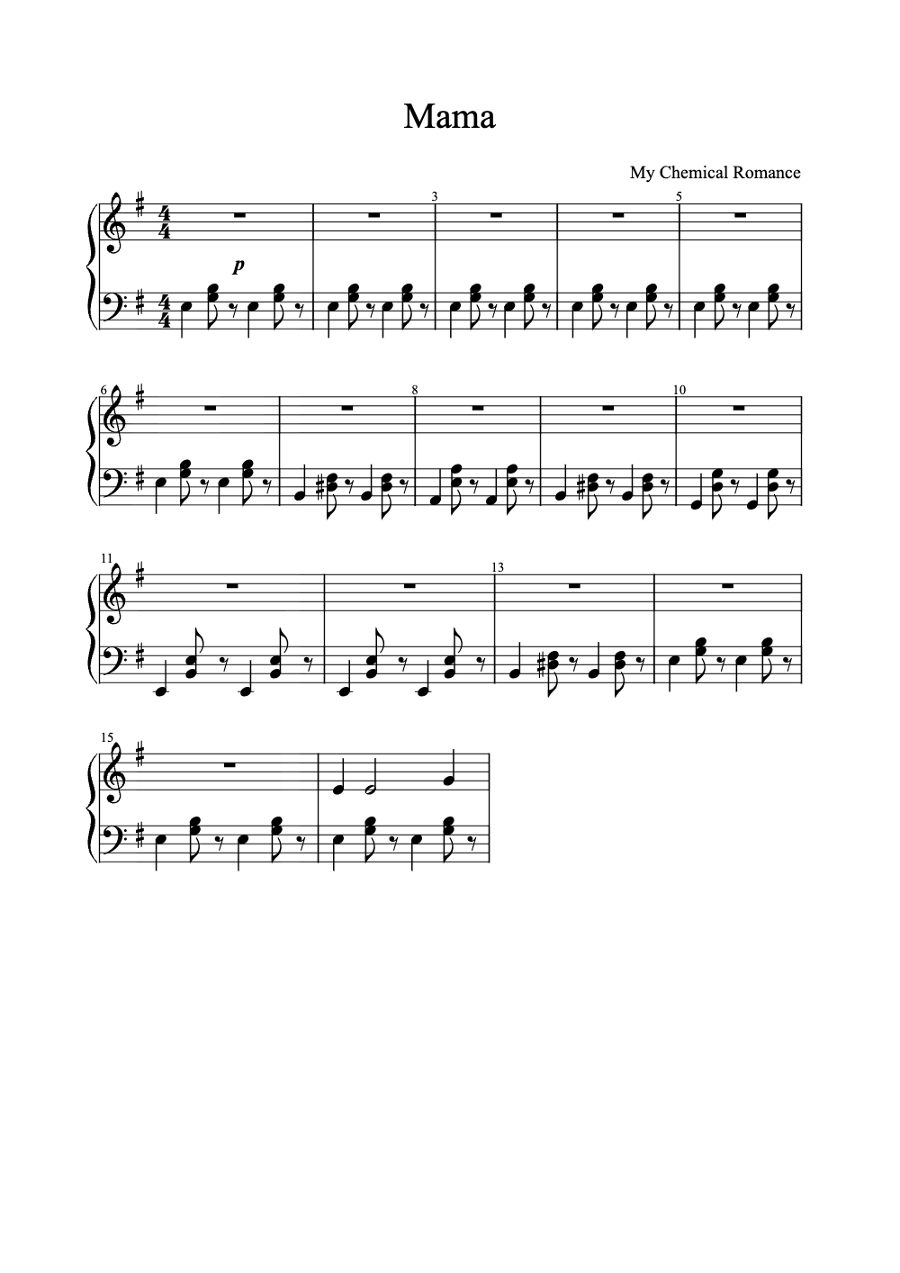 Sheet music preview for Mama