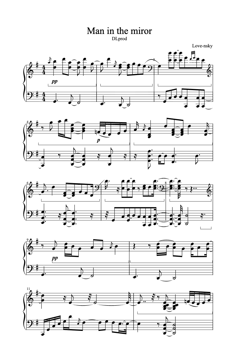 Sheet music preview for Man in the Mirror