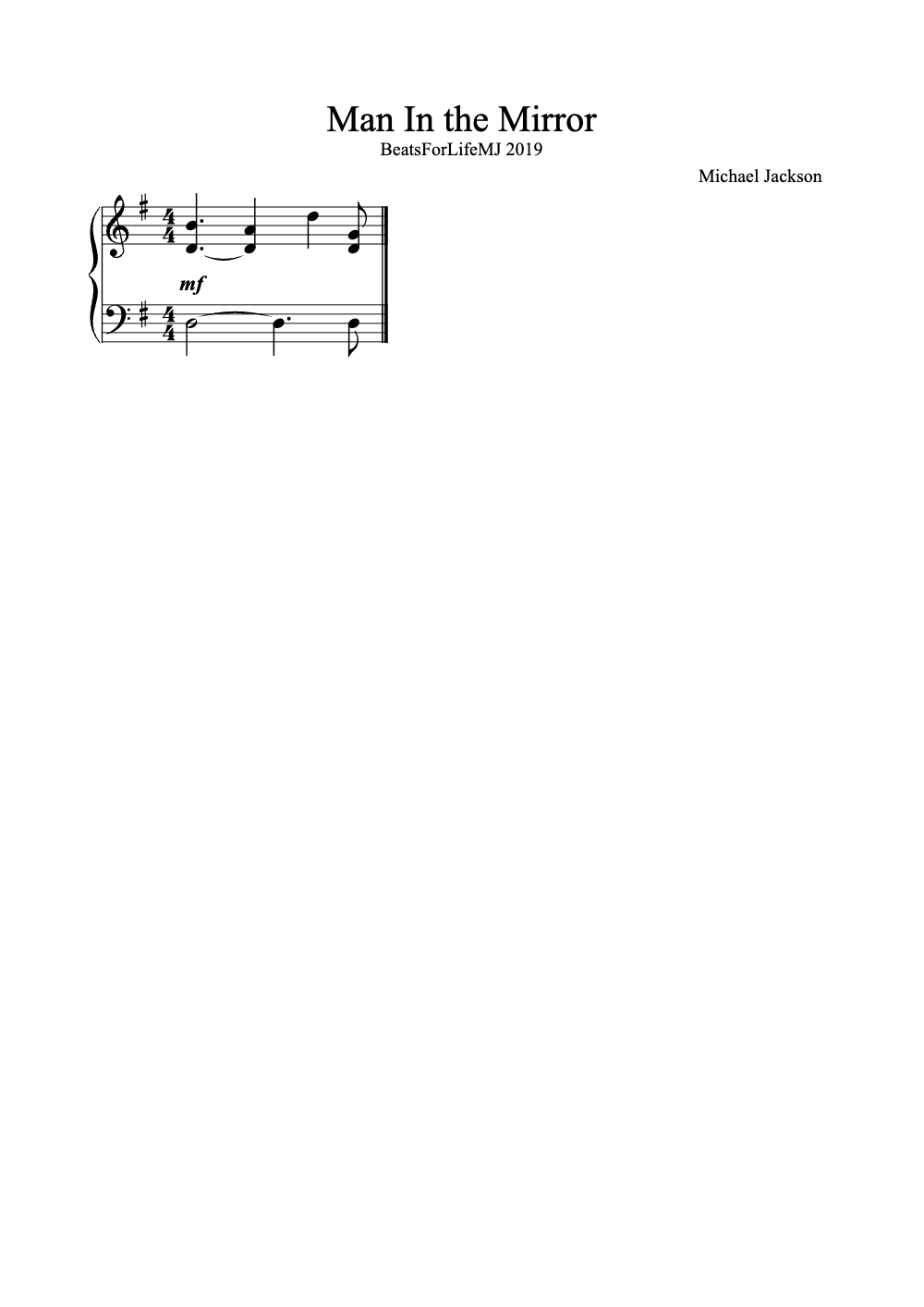 Sheet music preview for Man in the Mirror