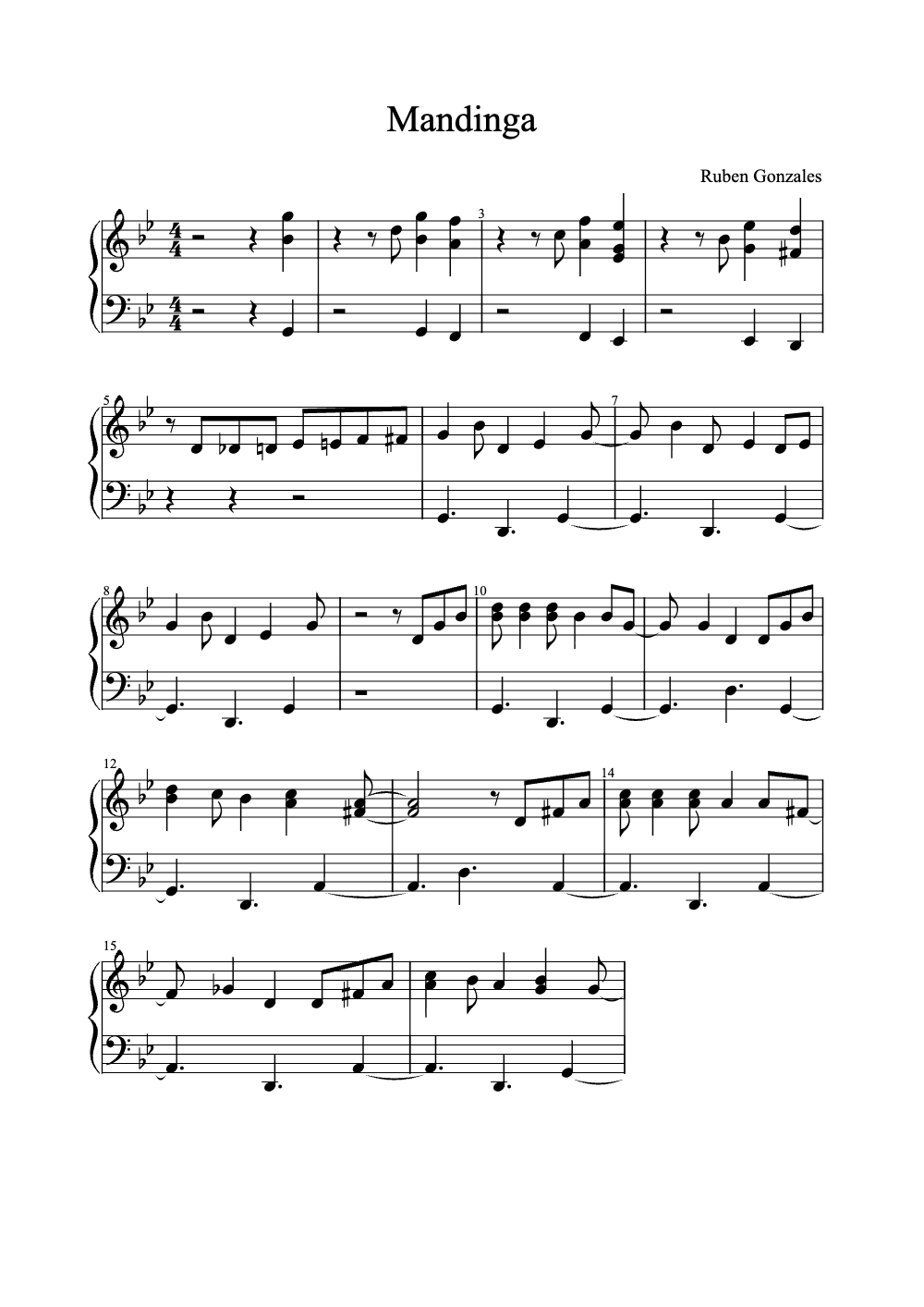 Sheet music preview for Mandinga