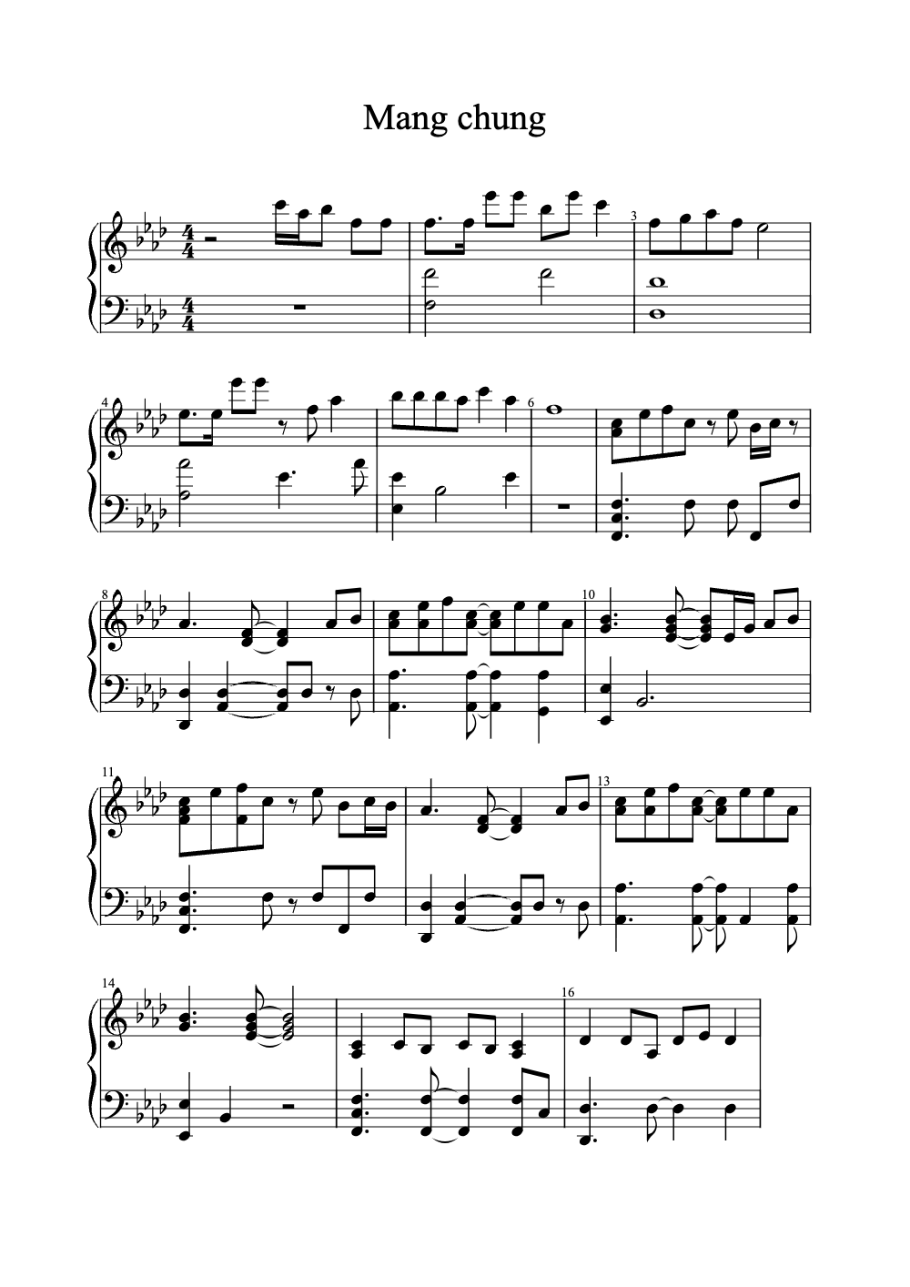 Sheet music preview for Mang Chung