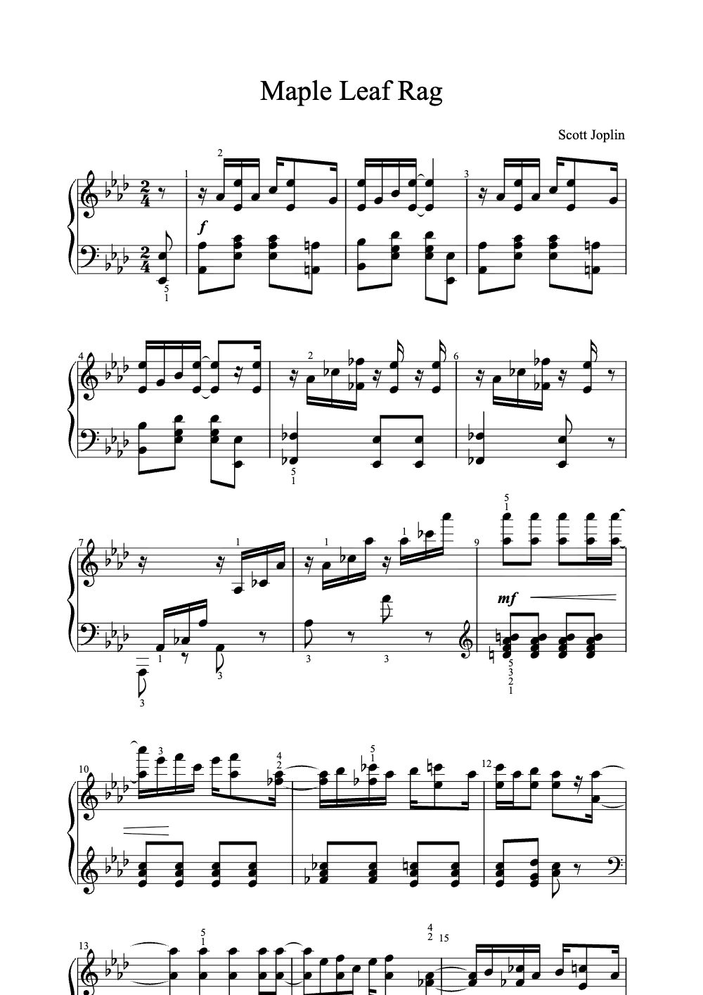 Sheet music preview for Maple Leaf Rag