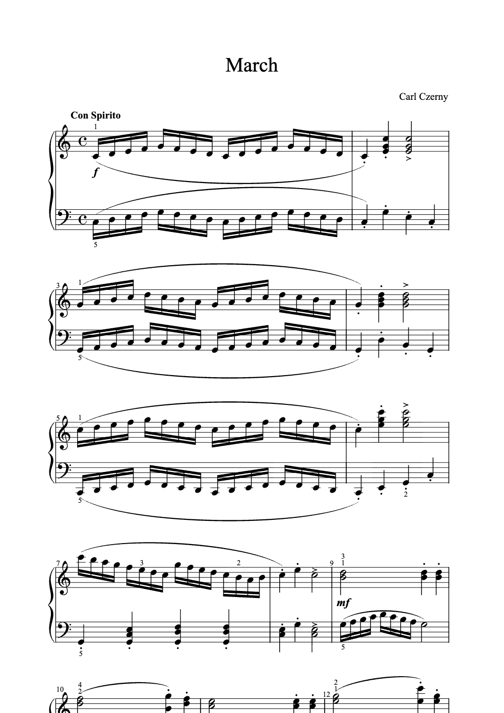 Sheet music preview for March