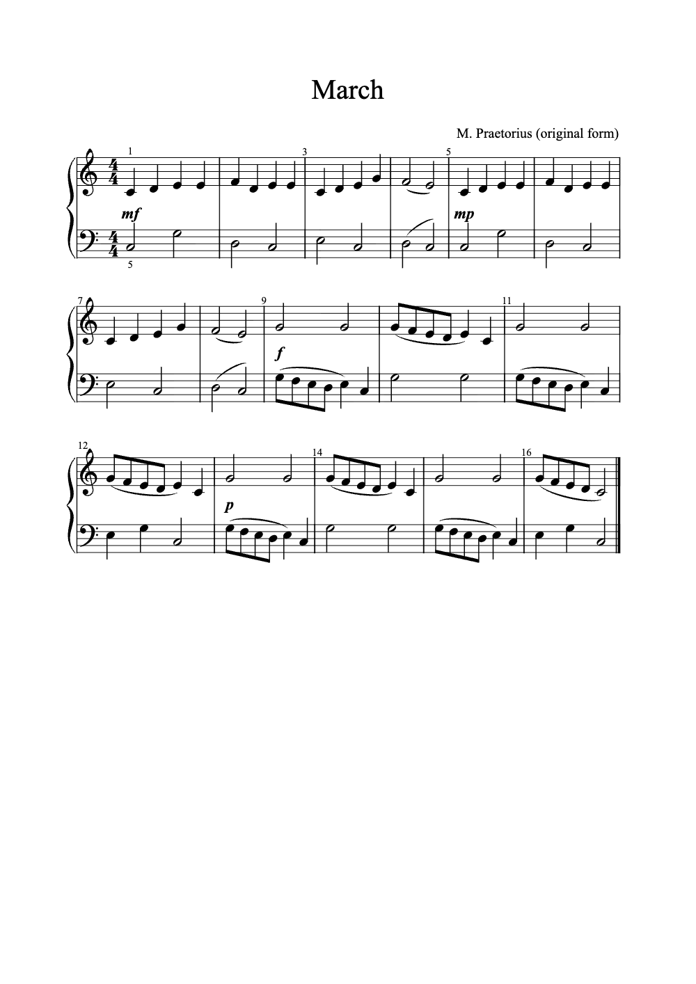 Sheet music preview for March