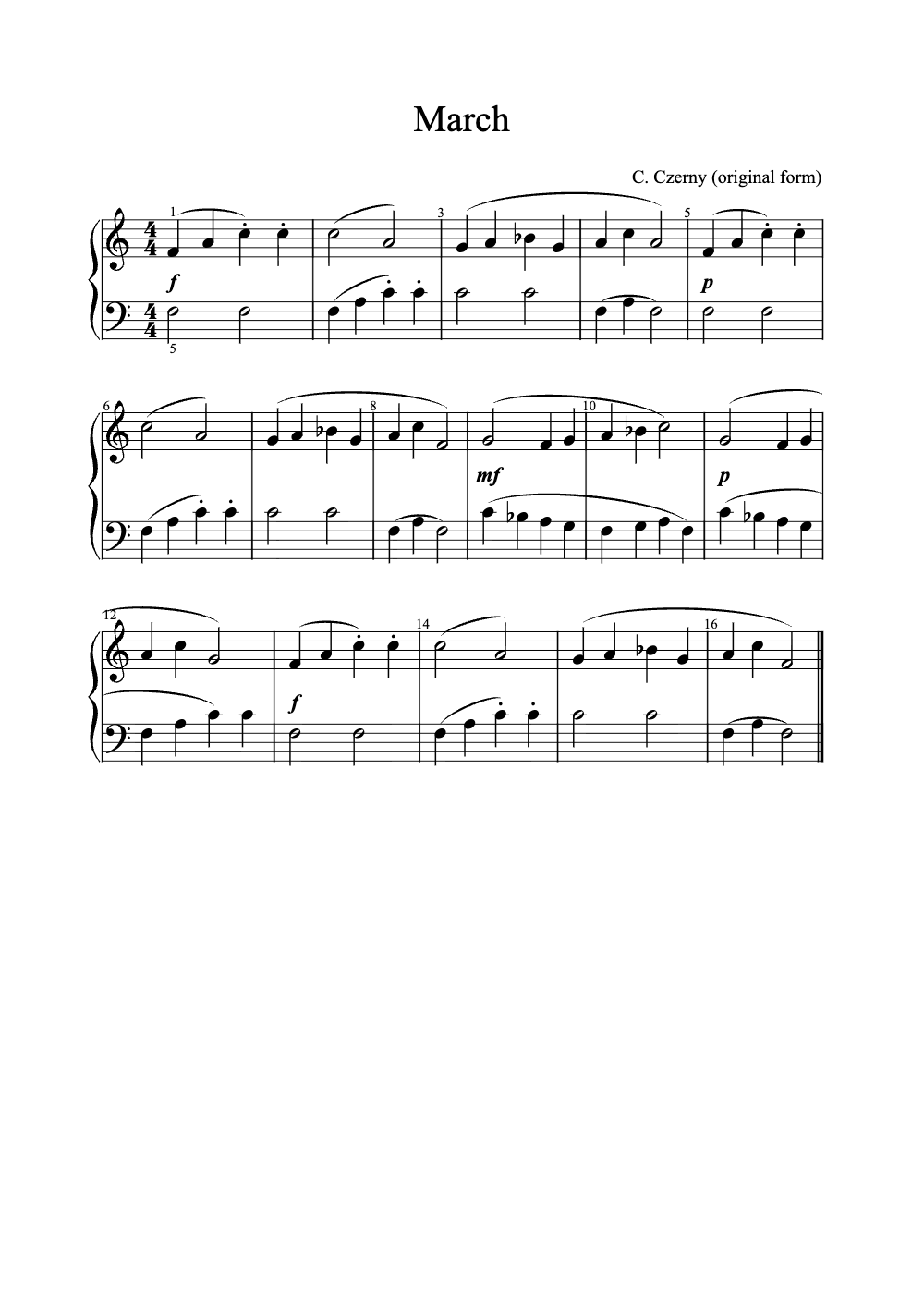 Sheet music preview for March