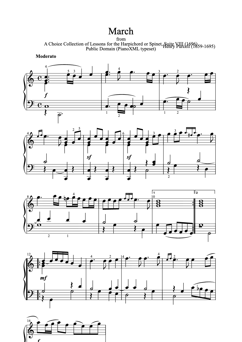 Sheet music preview for March