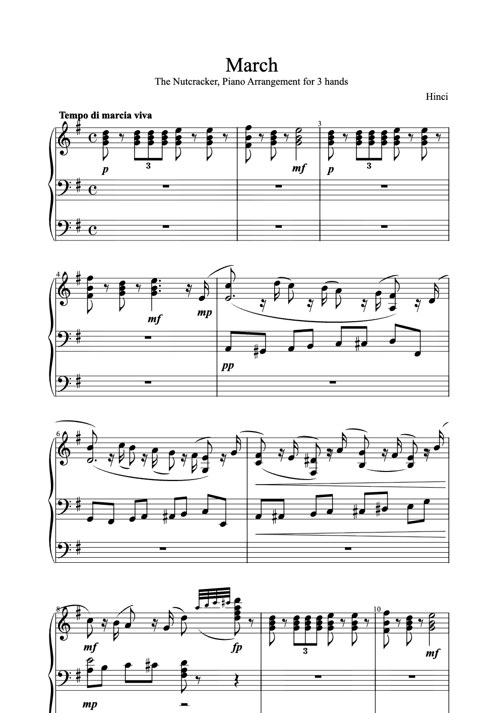 Sheet music preview for March