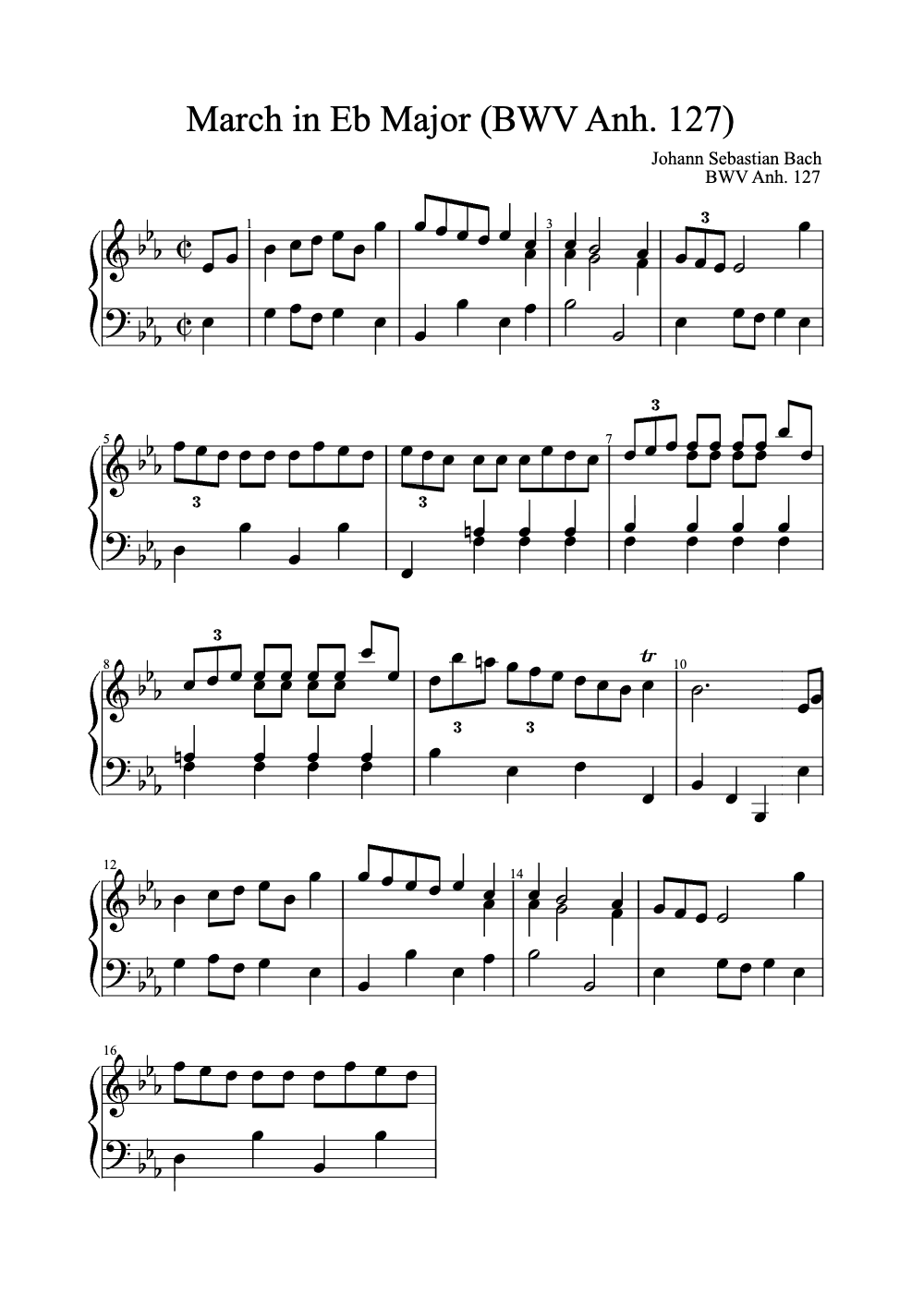Sheet music preview for March in Eb Major