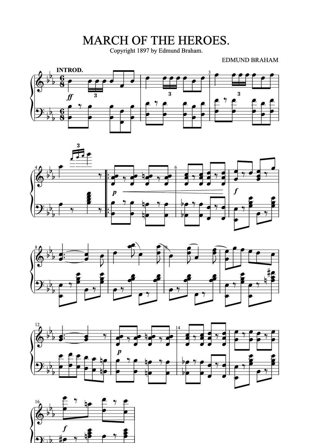 Sheet music preview for March of the Heroes