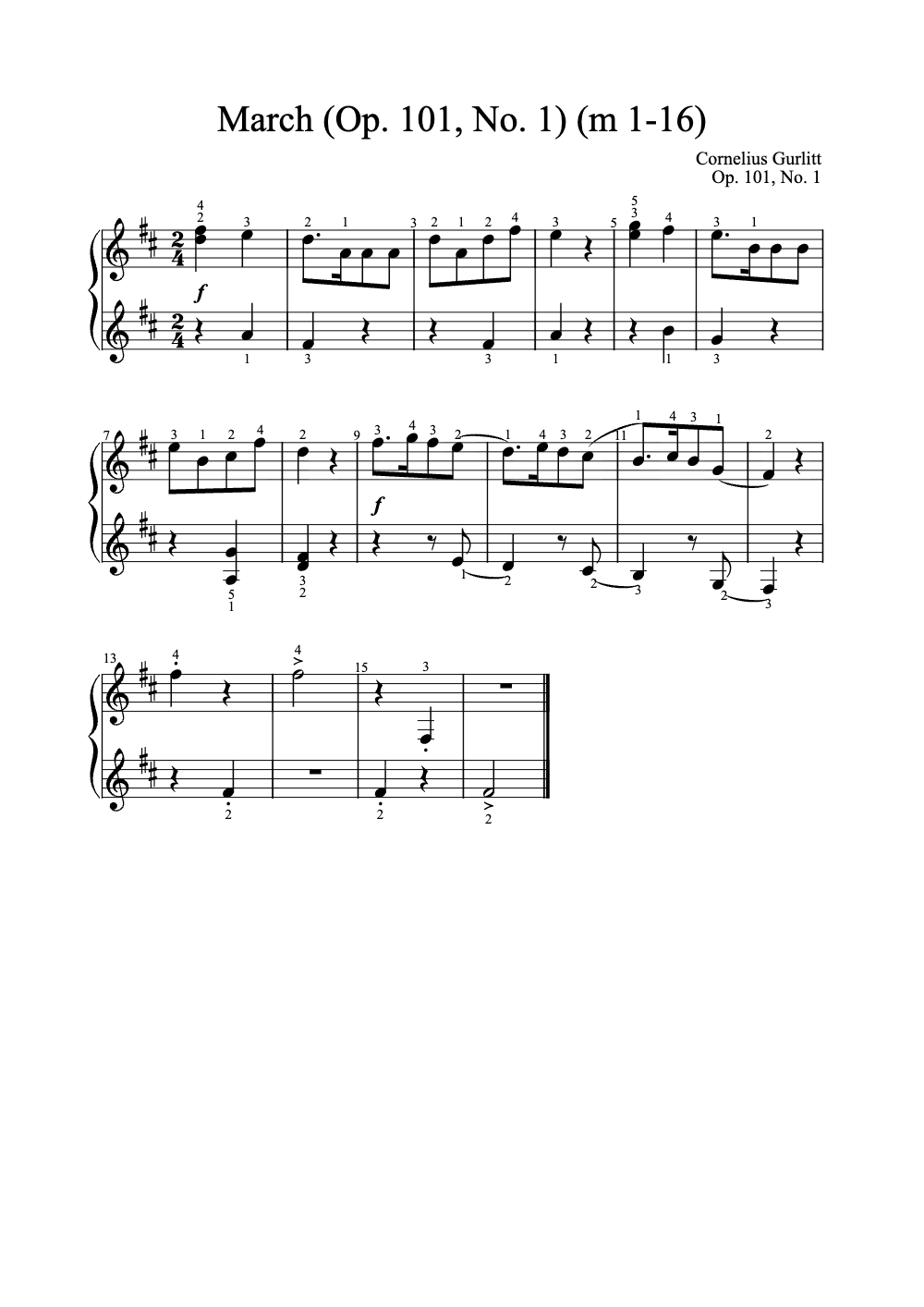 Sheet music preview for March (Op. 101, No. 1)