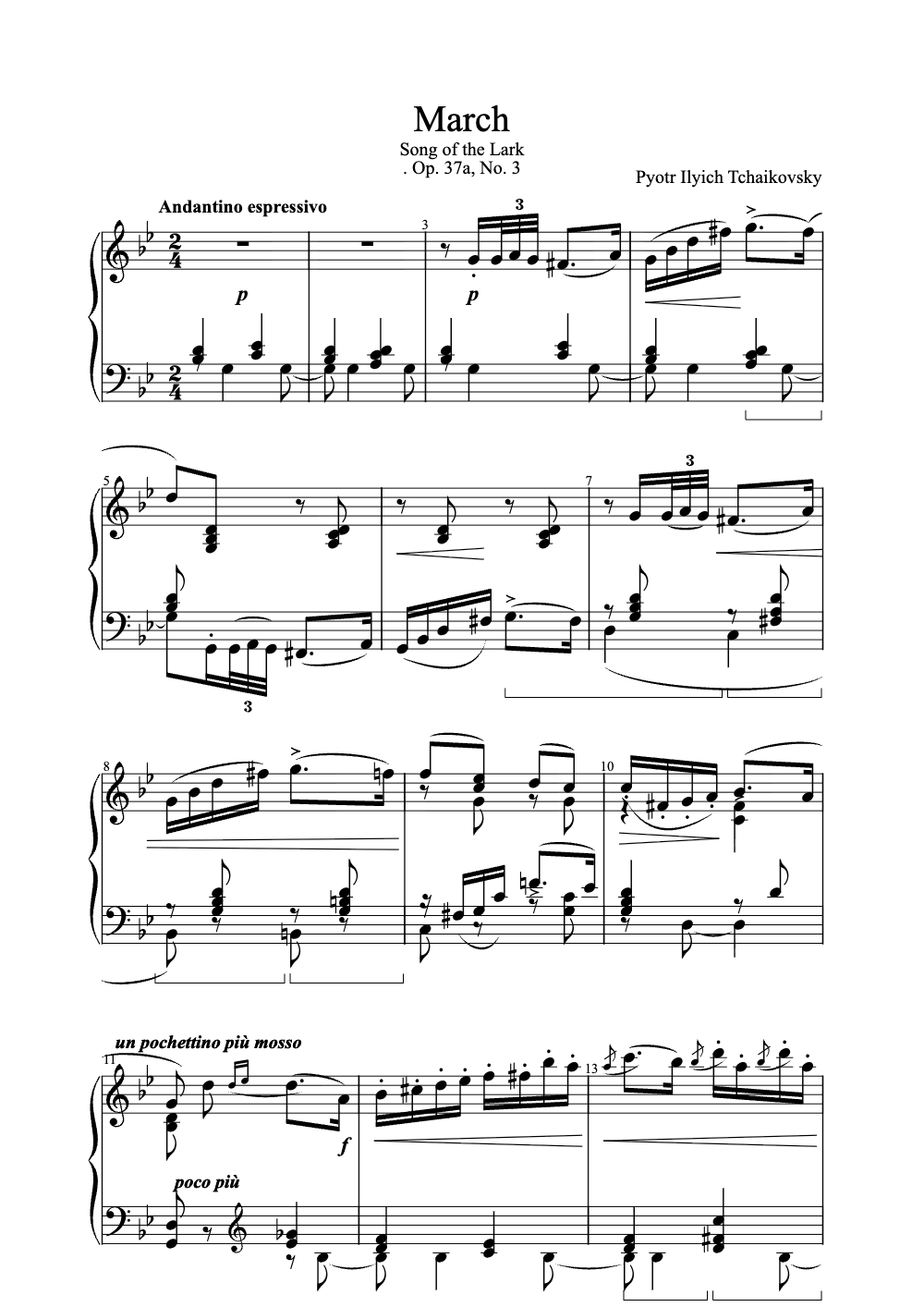 Sheet music preview for March