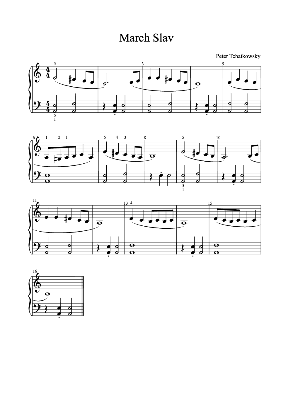 Sheet music preview for March Slav