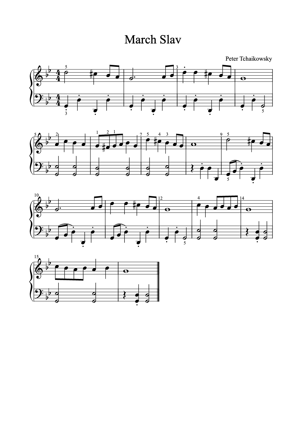 Sheet music preview for March Slav