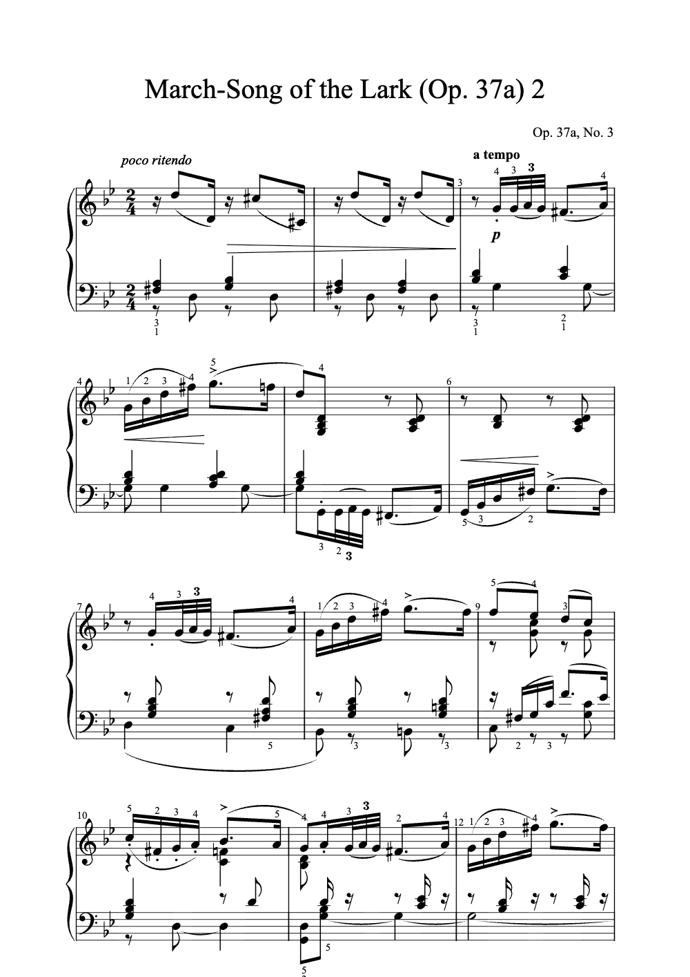 Sheet music preview for March - Song of the Lark