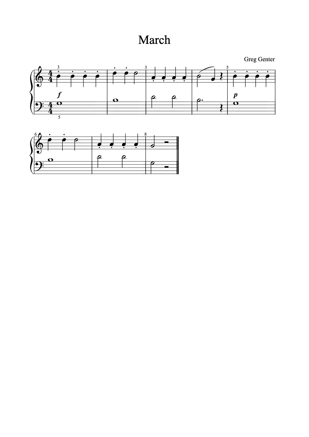 Sheet music preview for March