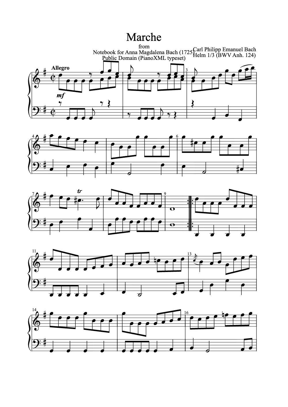 Sheet music preview for Marche