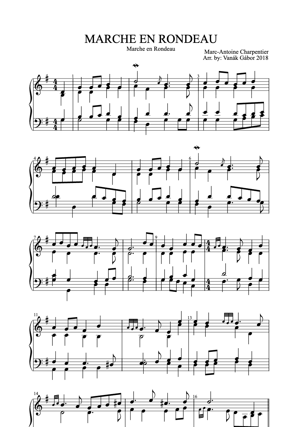 Sheet music preview for Marche en Rondeau