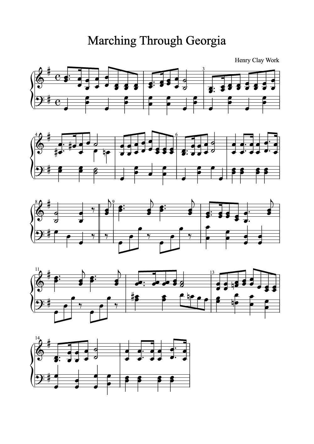 Sheet music preview for Marching Through Georgia