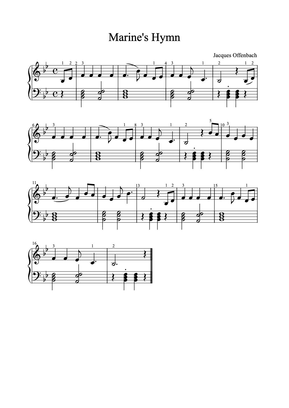 Sheet music preview for Marine's Hymn