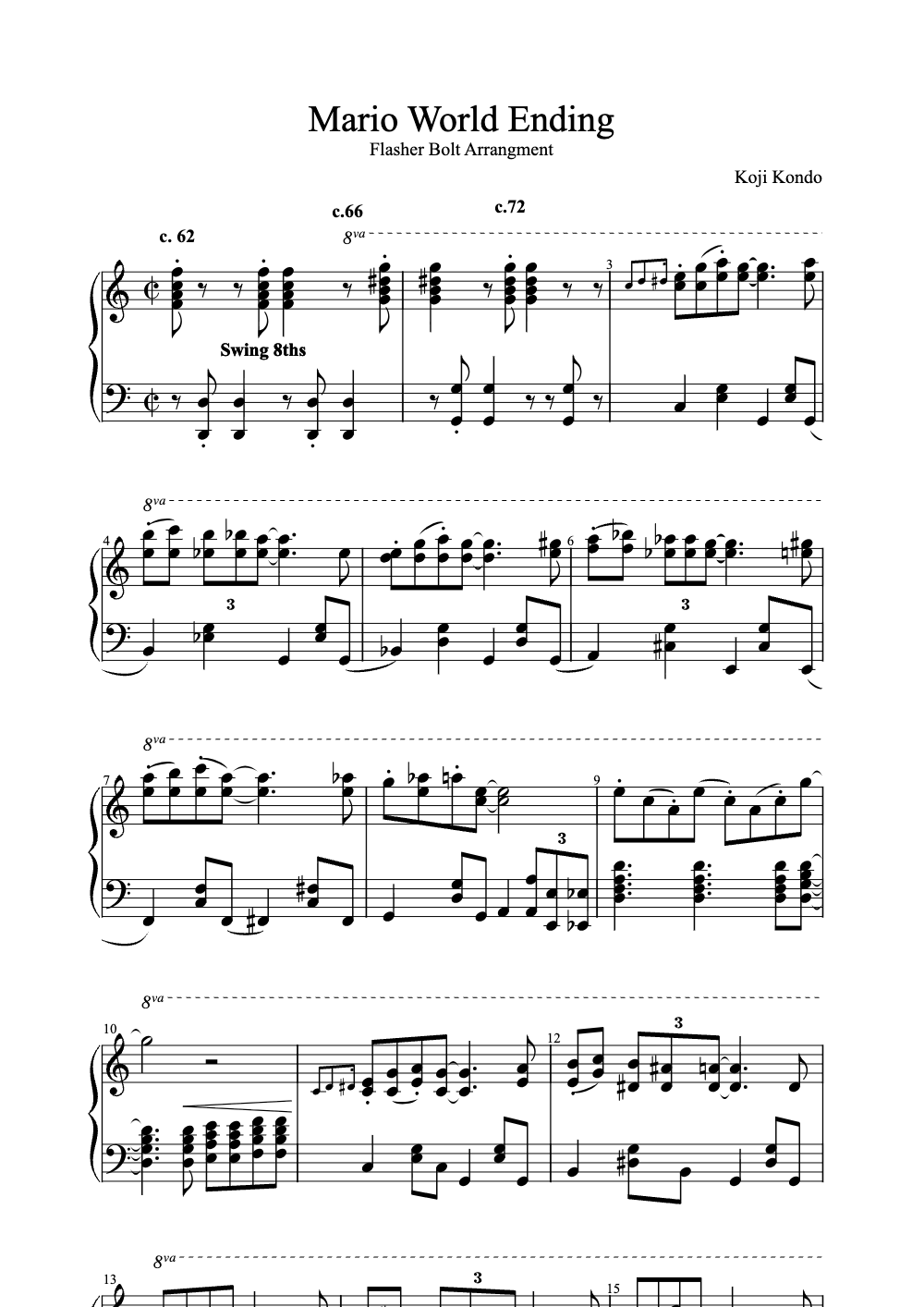 Sheet music preview for Mario World Ending