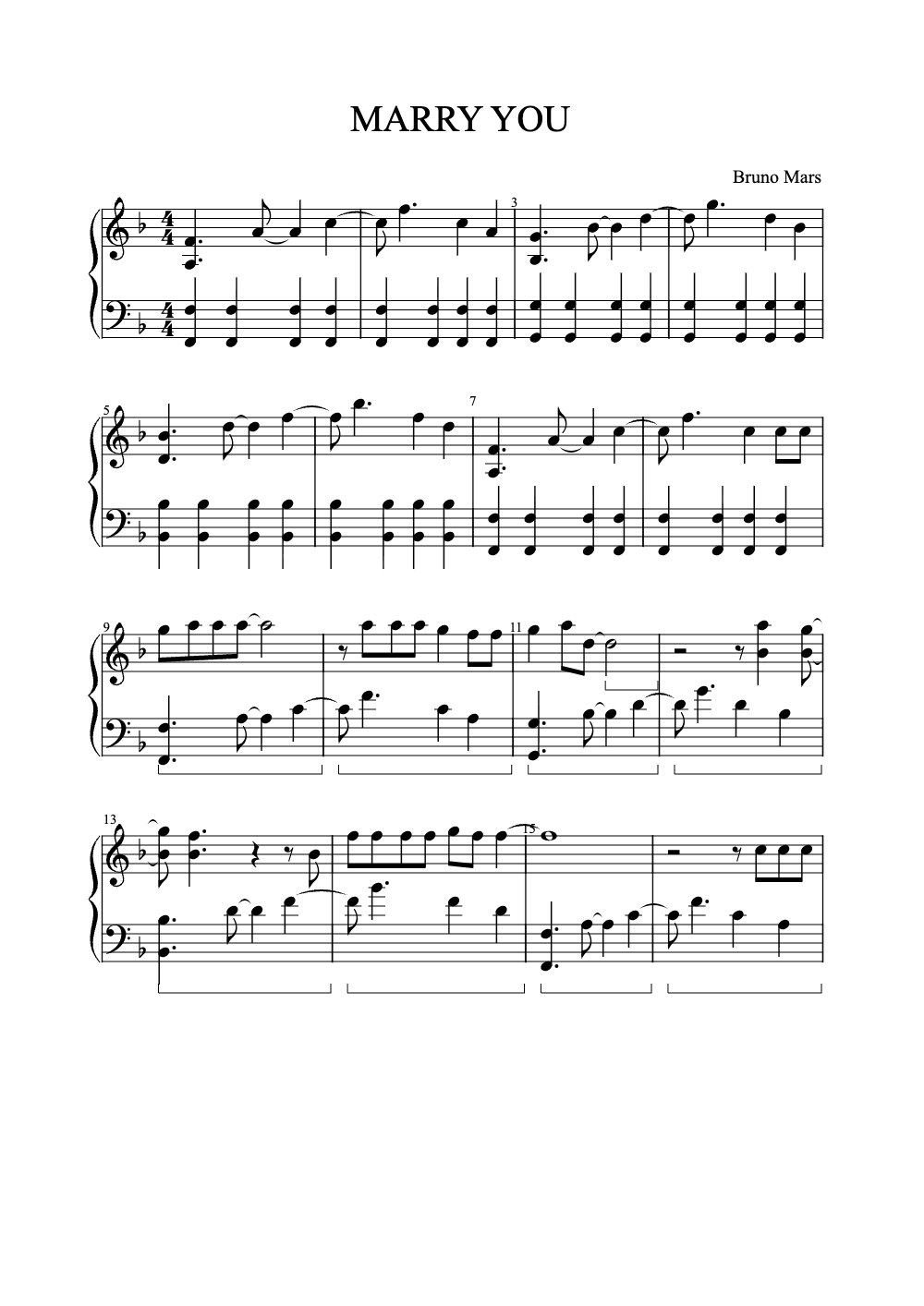 Sheet music preview for Marry You