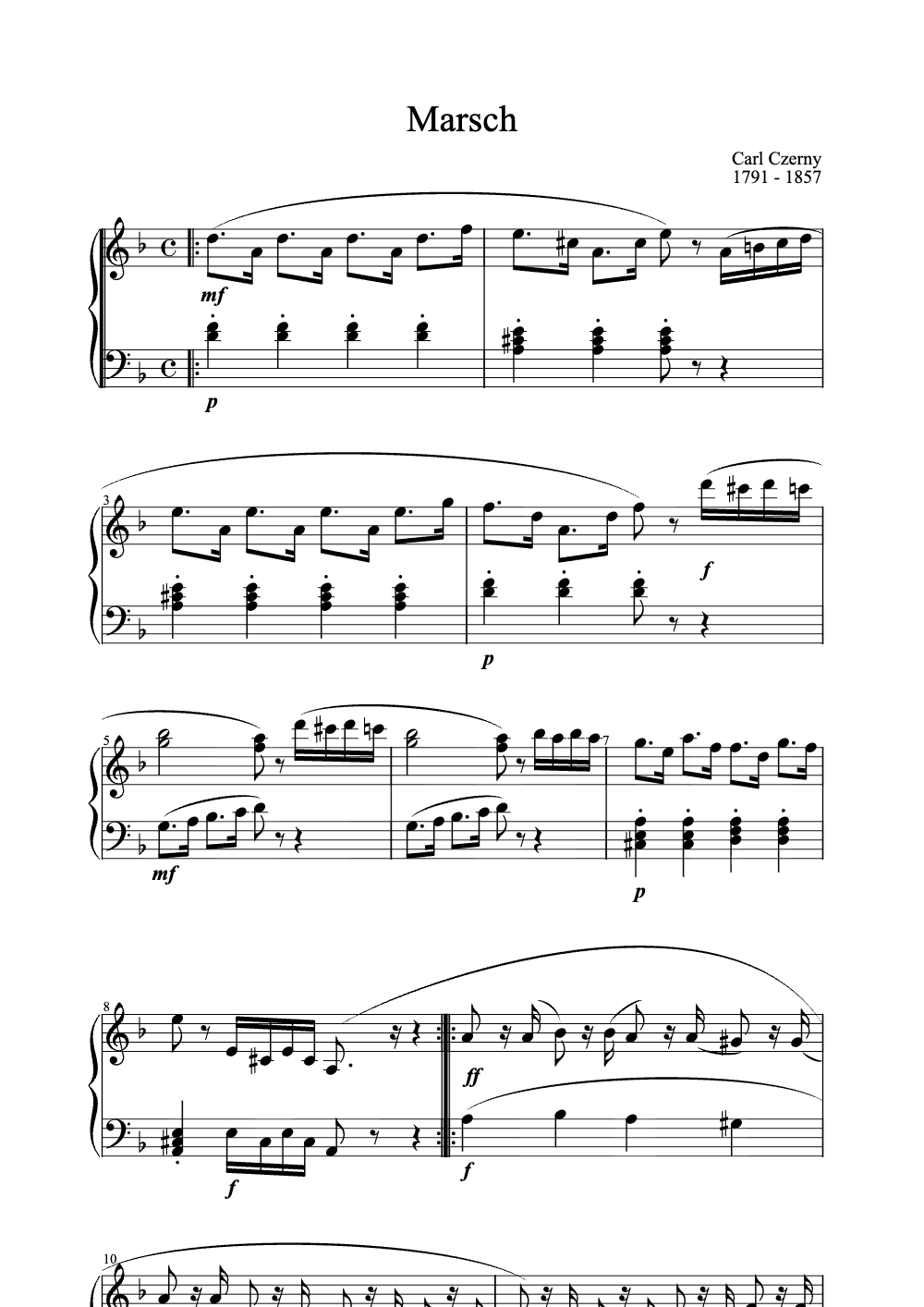 Sheet music preview for Marsch